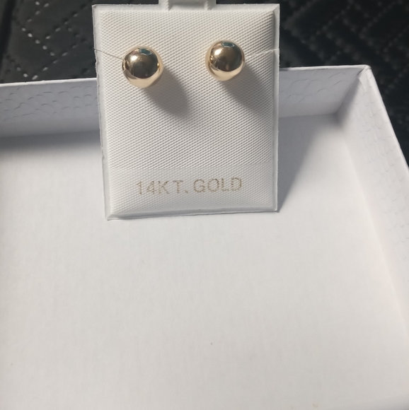 14k gold Jewelry New 4k Real Yellow Gold Round Balls Stud Earrings